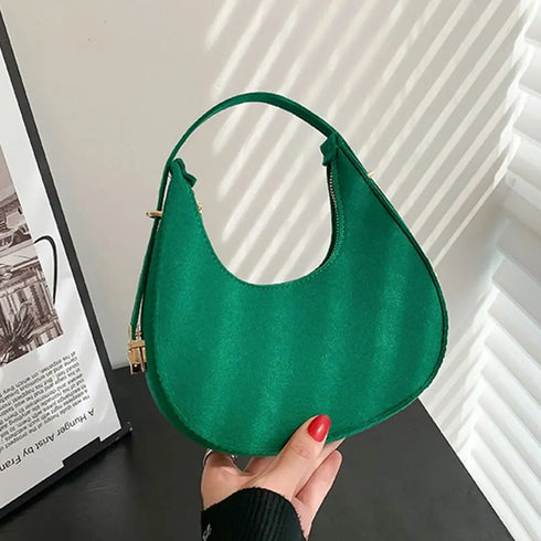 Women's Crocodile Grain Underarm Bags Felt Fashion Shoulder Bag Cute Simple Handbags Female Purses